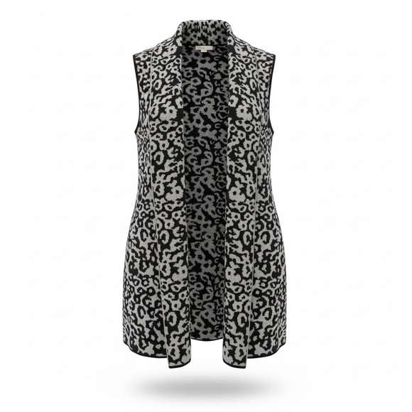 Cato Jackets & Blazers - Cato Leopard Print Sleeveless Black and Gray Sweater Vest XL